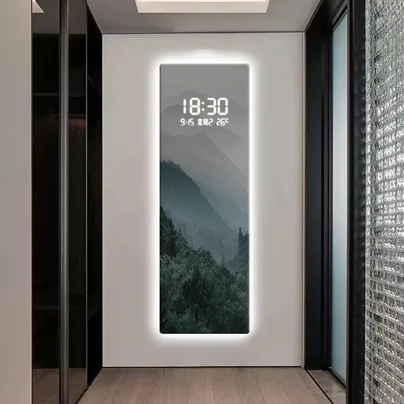 ساعة رقمية، لوحة تزيين غرفة المعيشة، لوحة المناظر الطبيعية، ساعة الممر، لوحة جدارية مضيئة LED