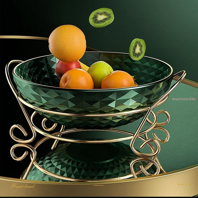 

European Style Light Luxury Fruit Plate Golden Iron Frame Coffee Table Snack Home Office Living Room