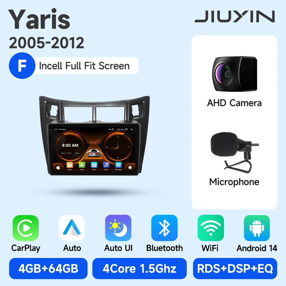 JIUYIN Android 15 Autoradio Multimedia Speler Voor Toyota Yaris 2005-2012 4G GPS WIFI 2 din navigatie Stereo Head Unit Carplay