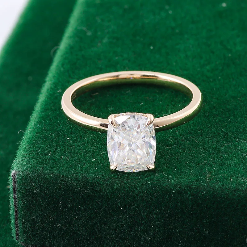 

Роскошное кольцо Provence из массива золота 2 карата IGI EF/VS Cushion Lab Diamonds Halo set Кольцо премиум-класса Классические повседневные обручальные кольца на заказ