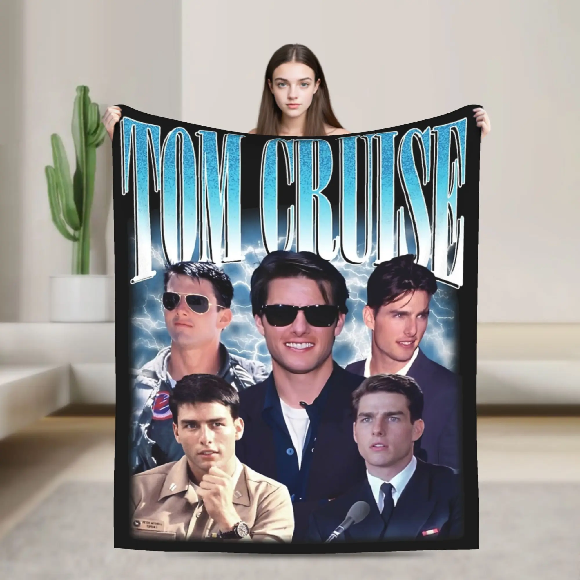 Tom Cruise 90s Vintage Ethan Hunt Mission Impossible Blanket Flannel Textile Decor Soft Throw Blanket for Bed Outdoor Bedspread