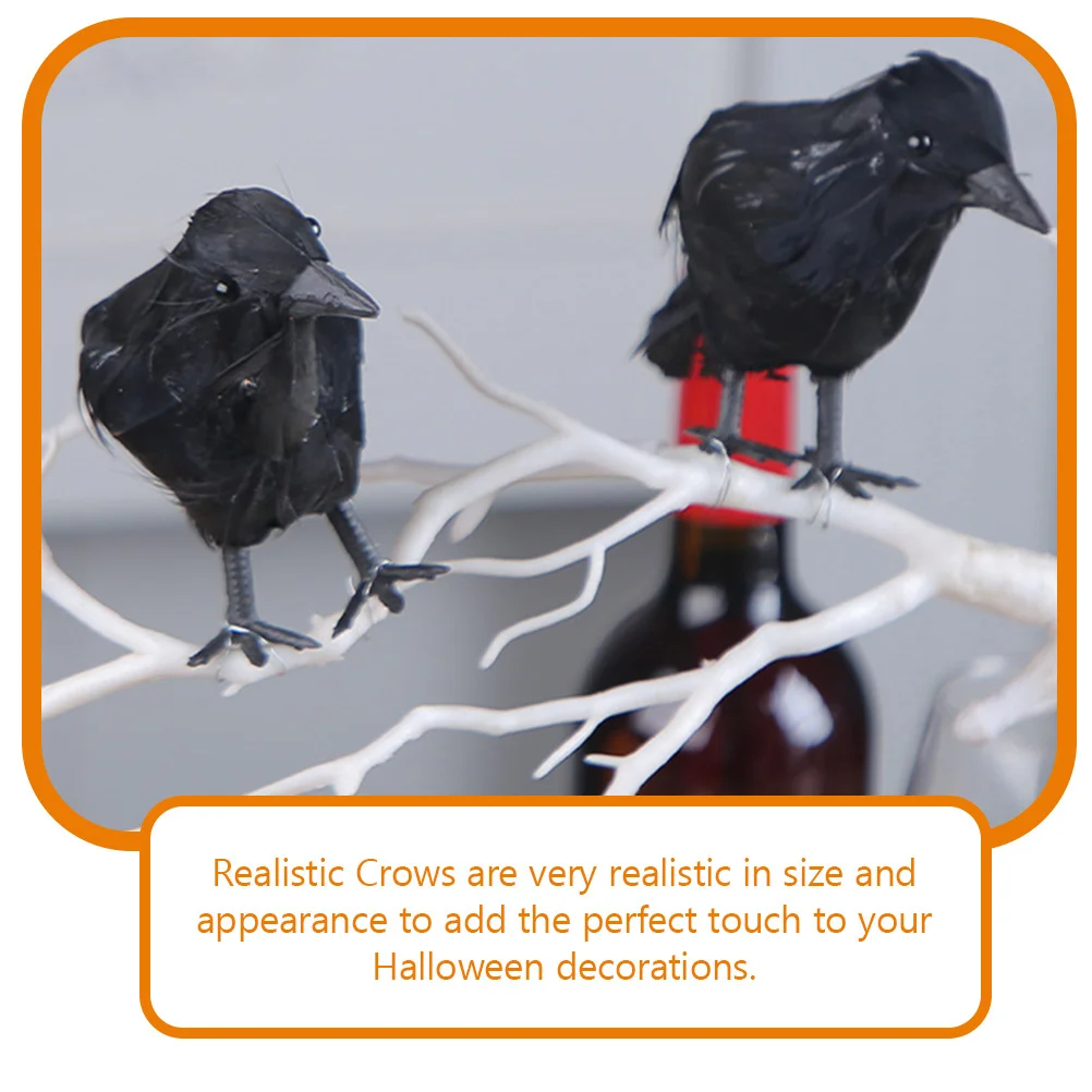 

2Pcs Lifelike Crow Decoration Realistic Halloween Party Prop Spooky Decor DIY Accessory Decor Crow Tricky Toy