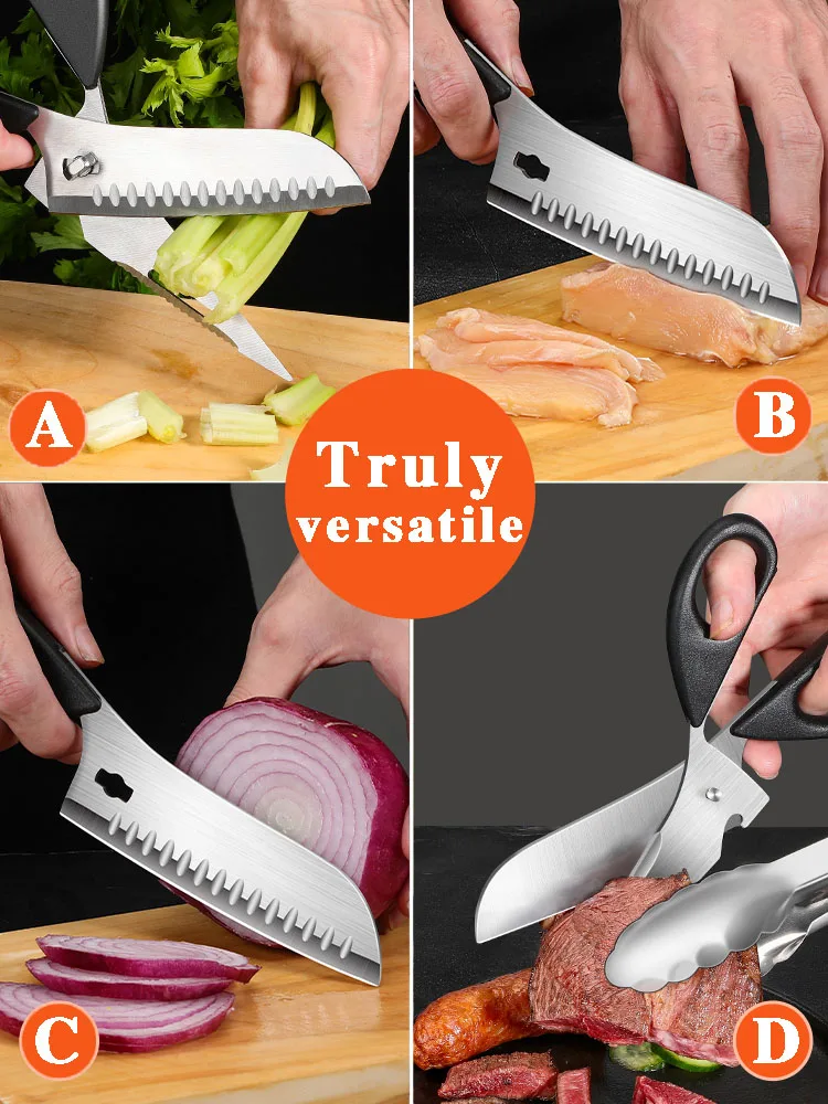 Detachable kitchen scissors, heavy duty stainless steel kitchen scissors, multi-functional strong meat scissors,outdoor barbecue