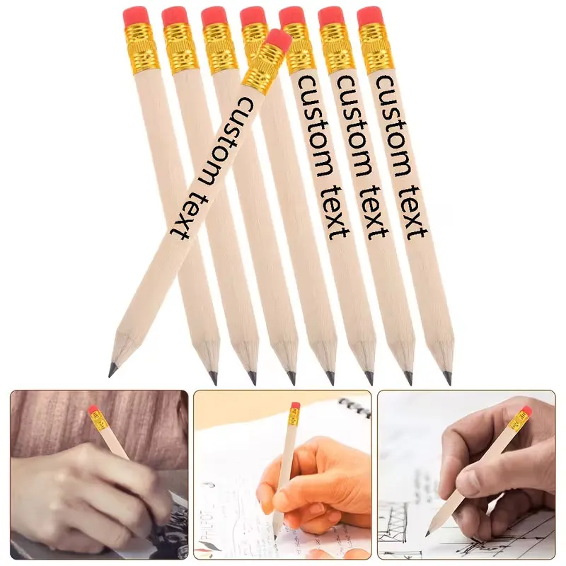 13Pcs/37Pcs/43Pcs/56Pcs Custom Wooden Pencils with Erasers, Pre-Sharpened, Compact Golf Pencils, Classroom Supplies, Event Giveaways, Unique Wedding Gifts