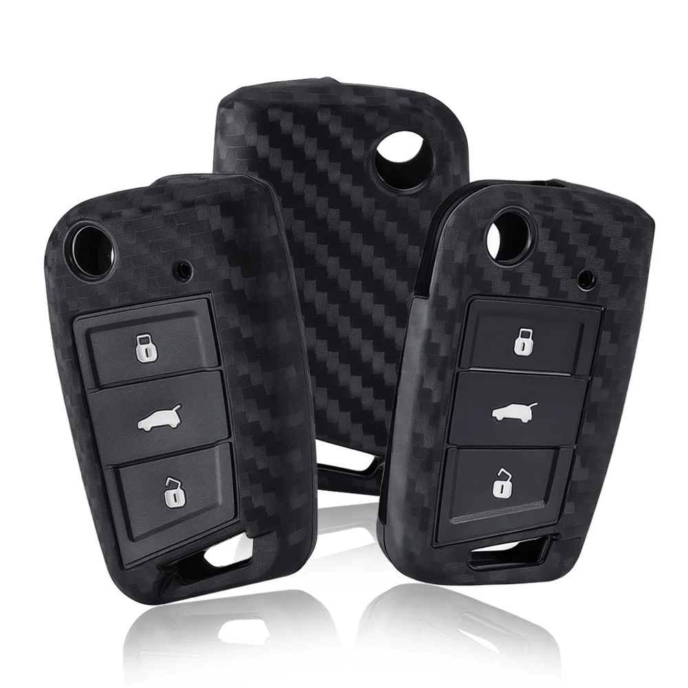 Autoschlüssel-Hülle für VW Golf 7 GTI POLO T-Cross T-Roc Touran Tiguan Skoda Octavia Rapid Kodiaq Fabia Seat Ibiza Leon