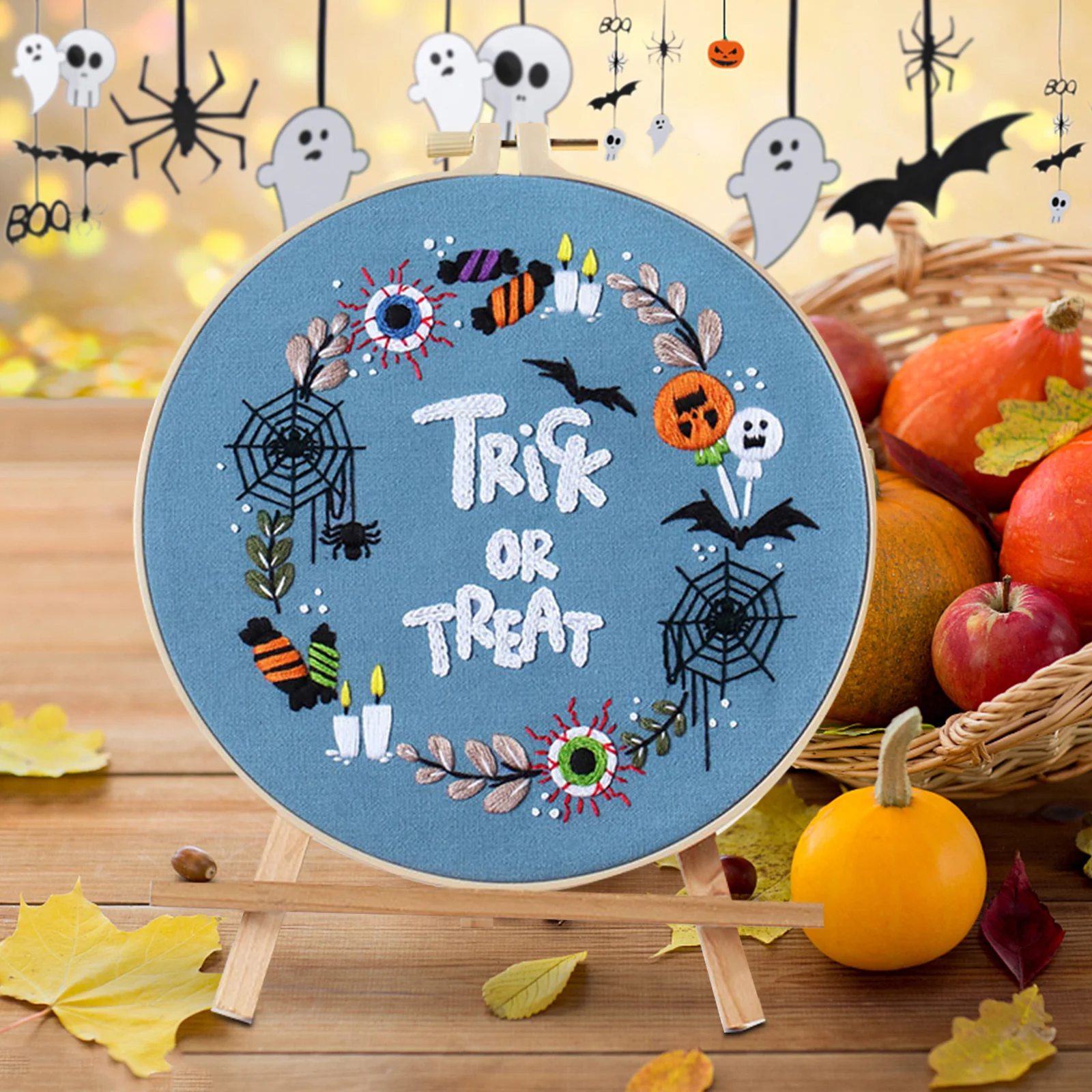 

Halloween Embroidery Set Cross Stitch Kit Unfinished Craft Supplies Beginner Friendly DIY Halloween Decoration Gifts