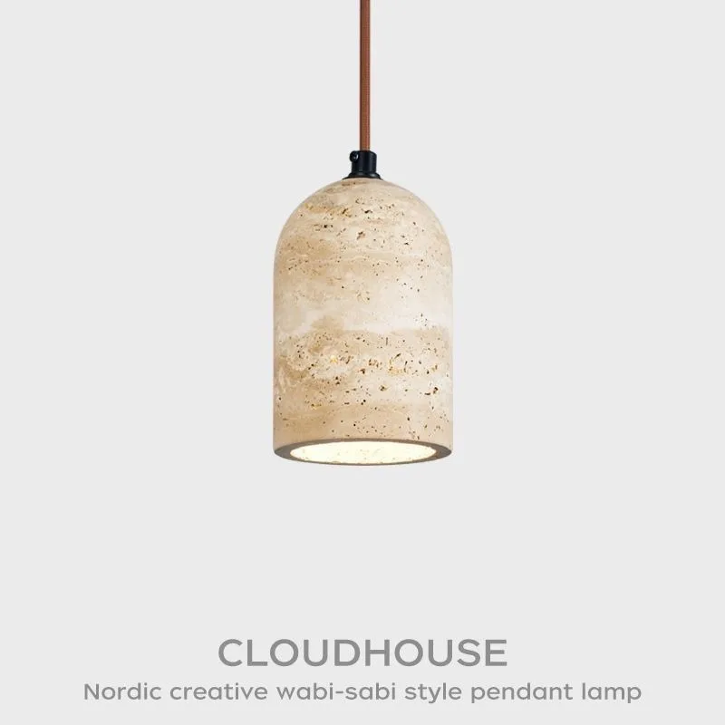Nordic Creative Wabi-Sabi Travertine Pendant Lamp Natural Stone Dome Ceiling Light For Dining Room Restaurant Coffee Shop Bar