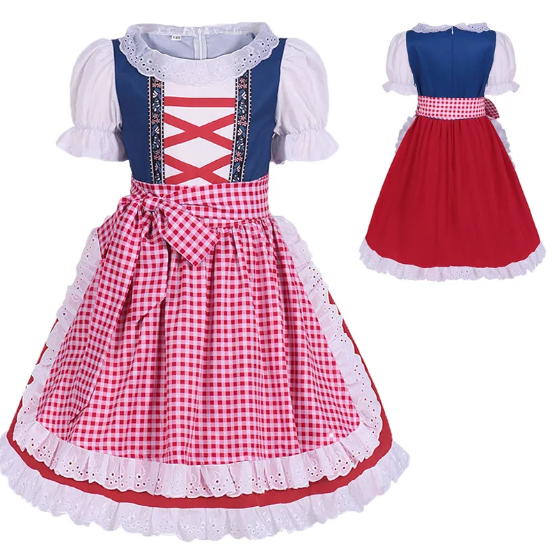 Pink Retro Halloween Costume Tight Girls Dress Bavarian Munich Beer Festival Outfit Children's Day  Suit Women's Wear view 2