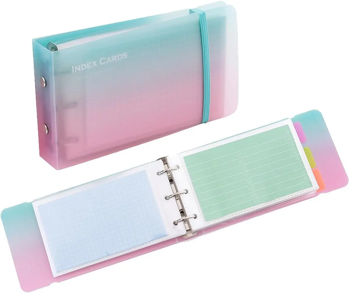 

Portable 3x5 Index Card Binder with Plastic Sleeves, 2-Pack Colorful Organizer for Recipes, Flashcards