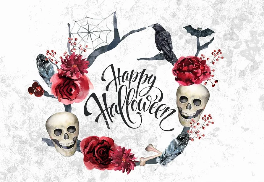 Halloween Backdrop for Photography Backdrop Horror Night Background Scary Pumpkin Moon Skeleton Flowers Party Decorations