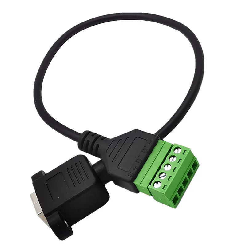 USB 2.0 B Female  to 5 Pin/Way Female Bolt Screw Shield Terminals Pluggable Type Adapter Cable  0.3m