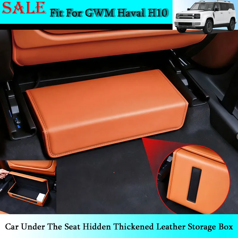 Fit for GWM Haval H10 2026 Car Under The Seat Hidden Thickened Leather Storage Box Car Interior Upgrade Modification Supplies