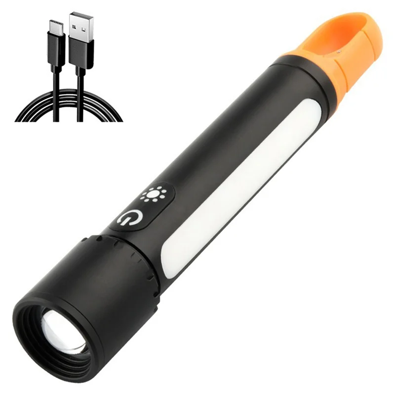 A003 Zoom Flashlight 3500Mah Battery Type-C Charging With Side Light Multifunctional Strong Light Camping