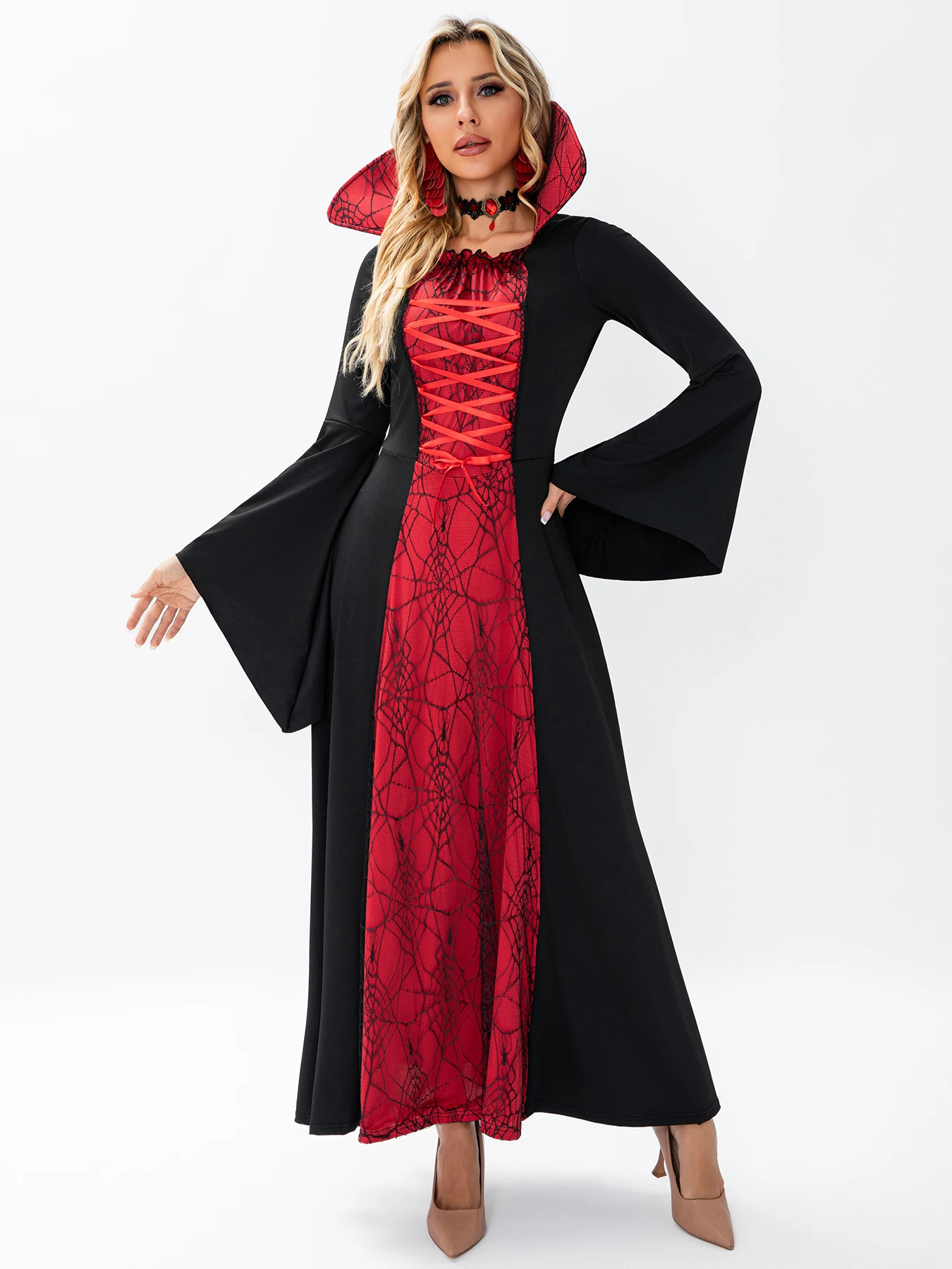 Robe Sorcière Gothique en Dentelle Toile d'Araignée – photo 3