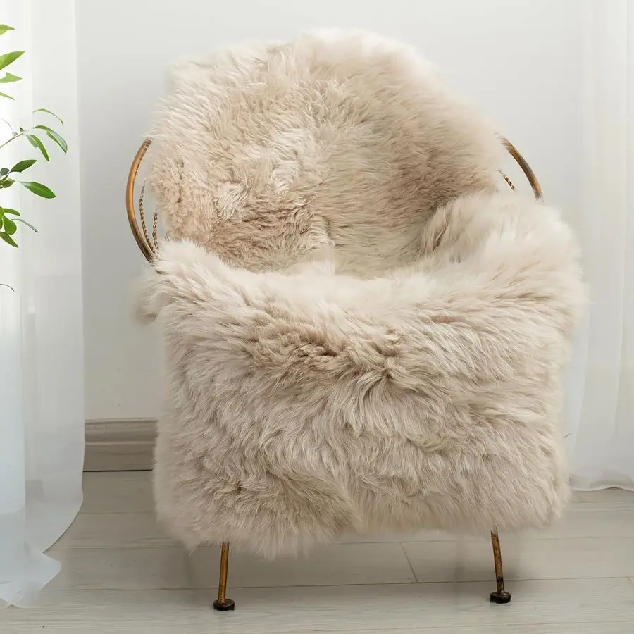 

Genuine Sheepskin Area Rug for Bedroom,Real Fluffy Soft Wool Fur Carpet Natural Luxury Lambskin Rugs Seat Chair Covers for Couch