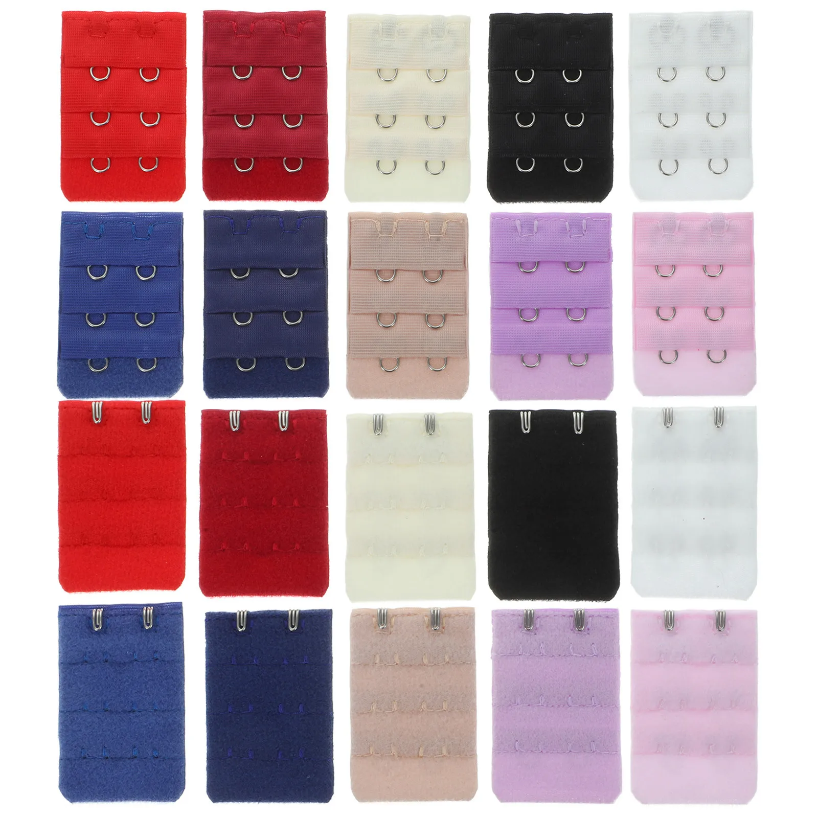 20Pcs Women Bra Extenders Narrow 2 Hook 3 Row Comfortable Brassiere Extension Buckles Pregnancy Weight Gain Elastic Underwear