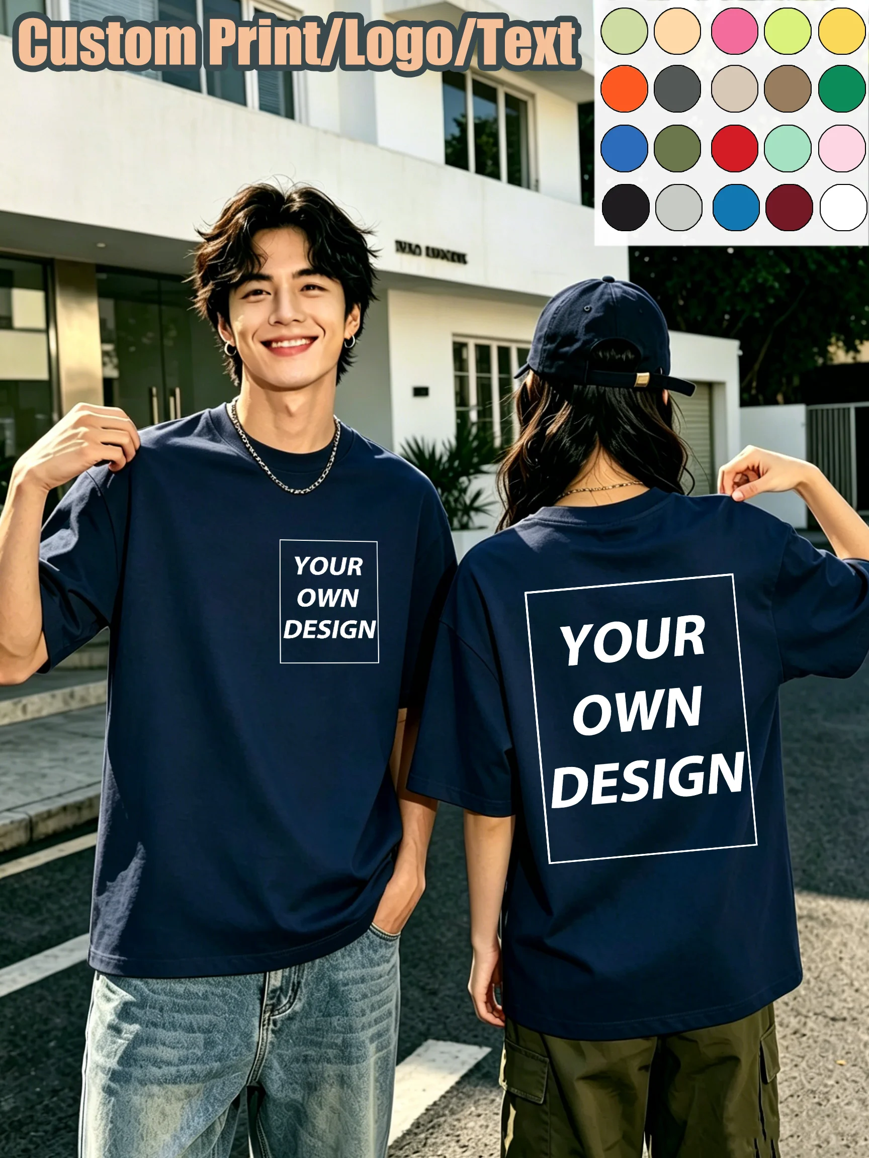 Sommer-T-Shirts für Paare, personalisiertes Muster, individuell, lässig, locker, für Herren, kurzärmelig, aus Baumwolle, weiche Kleidung, All-Match-Team-Arbeitskleidung