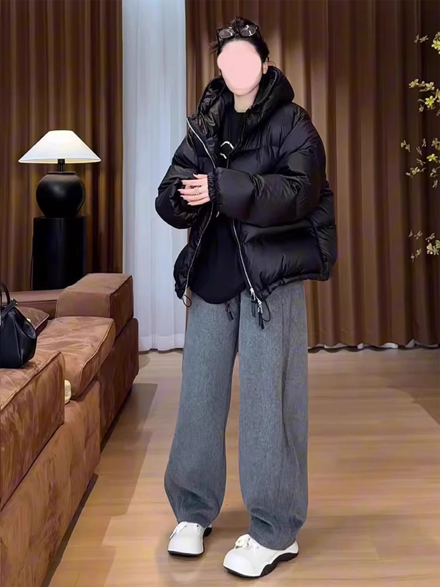 ay Fce Gefüttert Dstring Taille Sport Hosen frauen Herbst Winter Neue Sle plus Größe Elastische Taille Abnehmen Breite Bein hosen