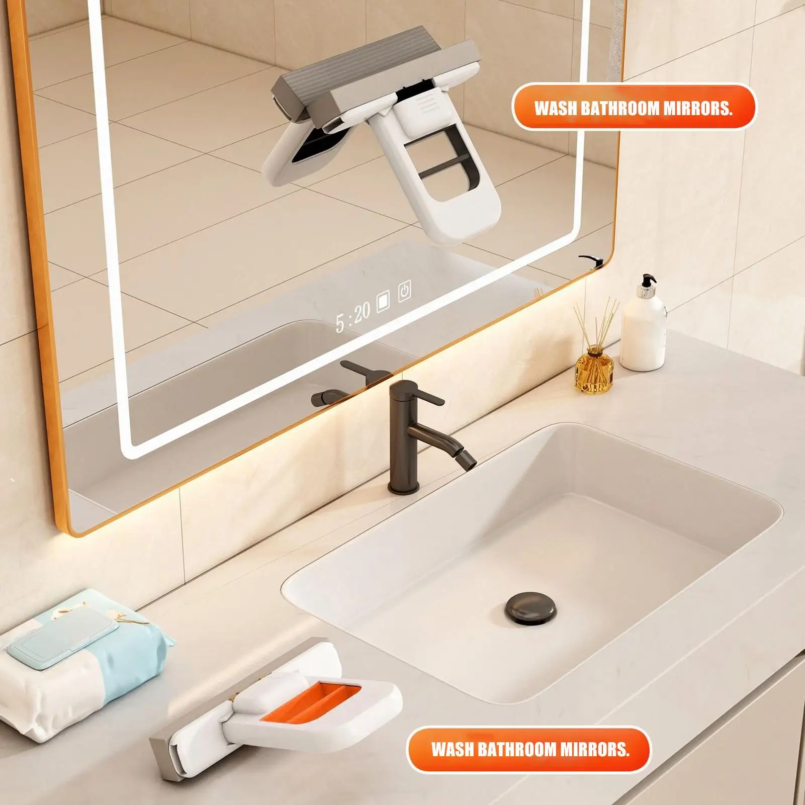 Self-Squeezing Desktop Mop Handheld Sponge Mop For Home Bathroom Kitchen Foldable Tabletop Scrubber Mini Cleaning Tool