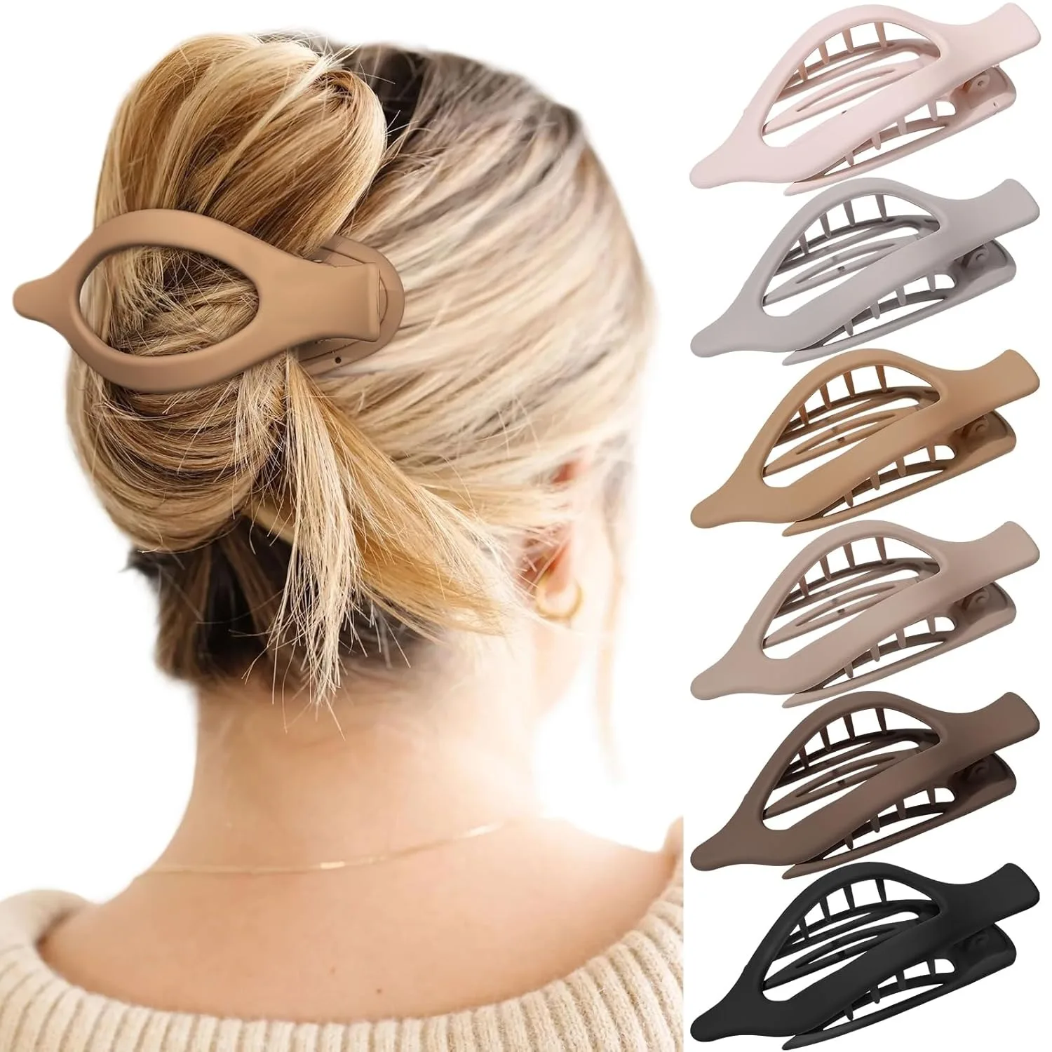 French Concord Hair Clips - 6Pcs Side Slide Volume Clips for Women Girls, Strong Hold No Slip Grip