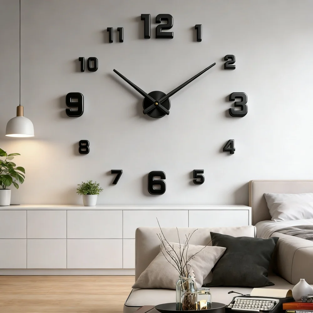 New Modern Design Large Wall Clock 3D DIY Quartz Clocks Fashion Watches Acrylic Mirror Stickers Living Room Home Decor Horloge