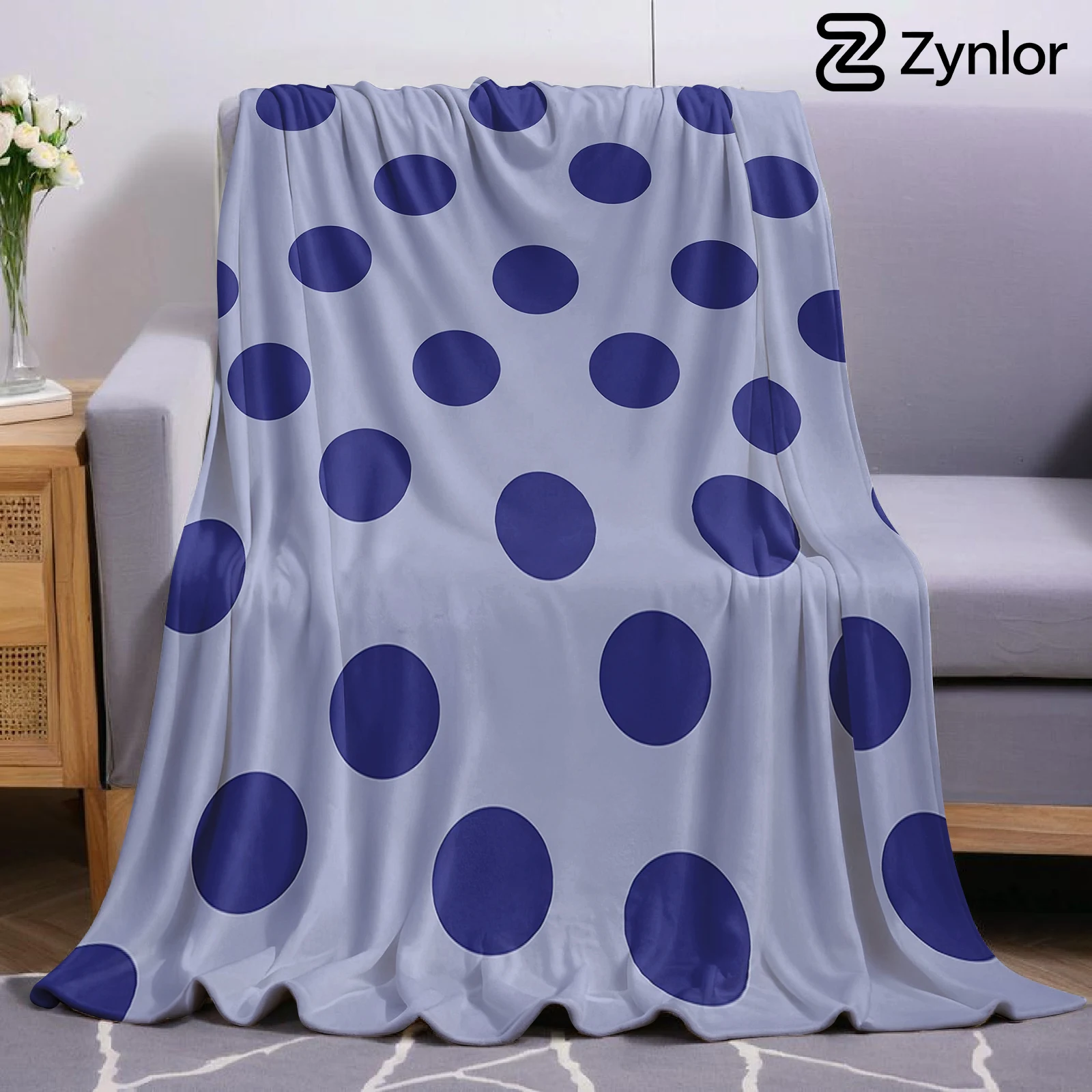 Lilac Dots Cartoon Anime Print Flannel Blanket Soft Warm Throw for Kids Bedroom Sofa Bed Christmas Office Car