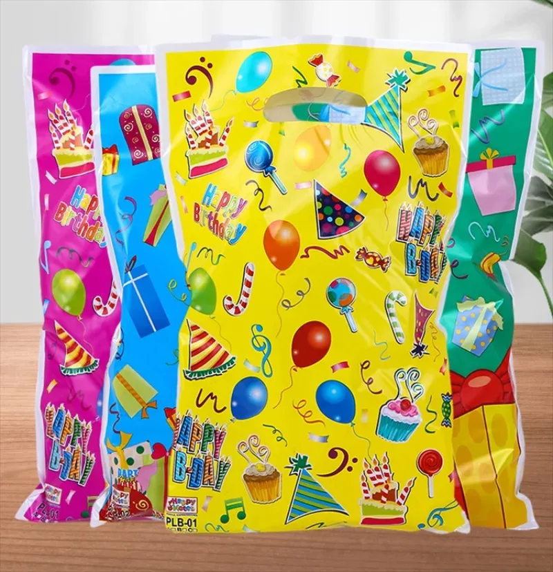 

10/50/100PCS Christmas Gift Bags with Handles, 6.3x9.8 inch Cute Cartoon Holiday Treat Bags for Birthday, Wedding, Candy,Snacks