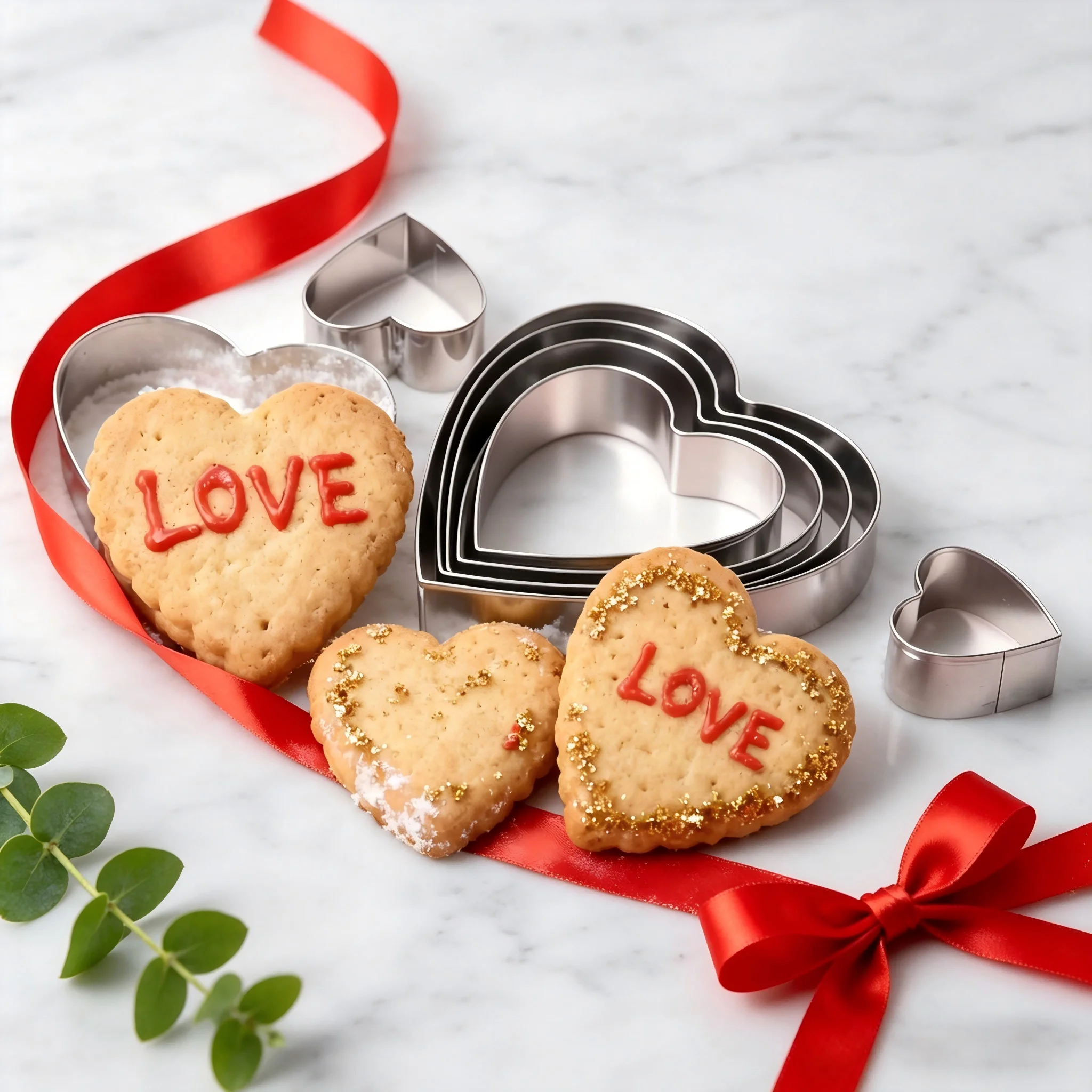 Cookie Cutter Set 5Pcs Mother's Day Heart Multi-Size Food Grade Stainless Steel Molds for Holiday DIY Baking Biscuit Pastry Maki