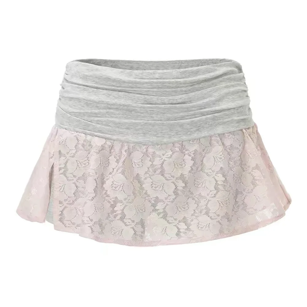Ballet Girl Lace Slit Half Skirt Embroidered High Waist Tummy Control Slim Fit Pants Women's Fashion Casual High Waist Skirt