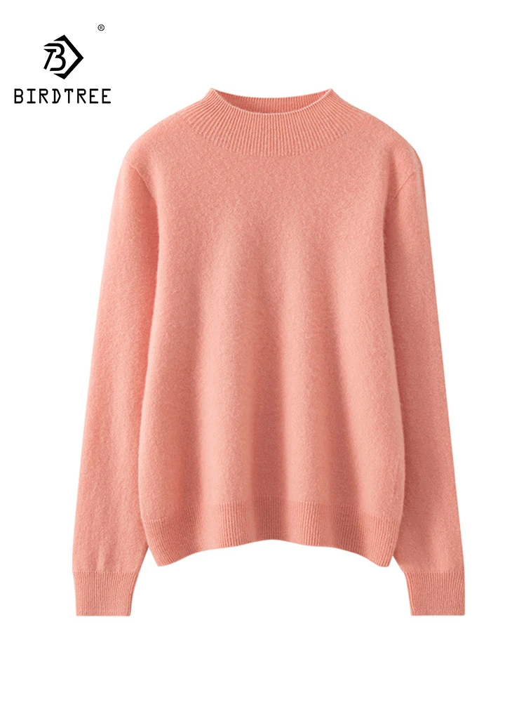 

BirdTree, 100%Pure Cashmere Elegant Sweaters, Women Mock Neck Long Sleeve, Versatile Thin Pullover, 2024 Autumn Winter T48271QC