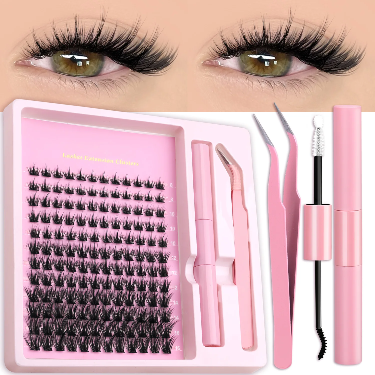 Veltrinay DIY Lash Extension Kit Natural Volume Includes Eyelash Tweezers Bonding Glue For Salon-Quality Results at Home Makeup
