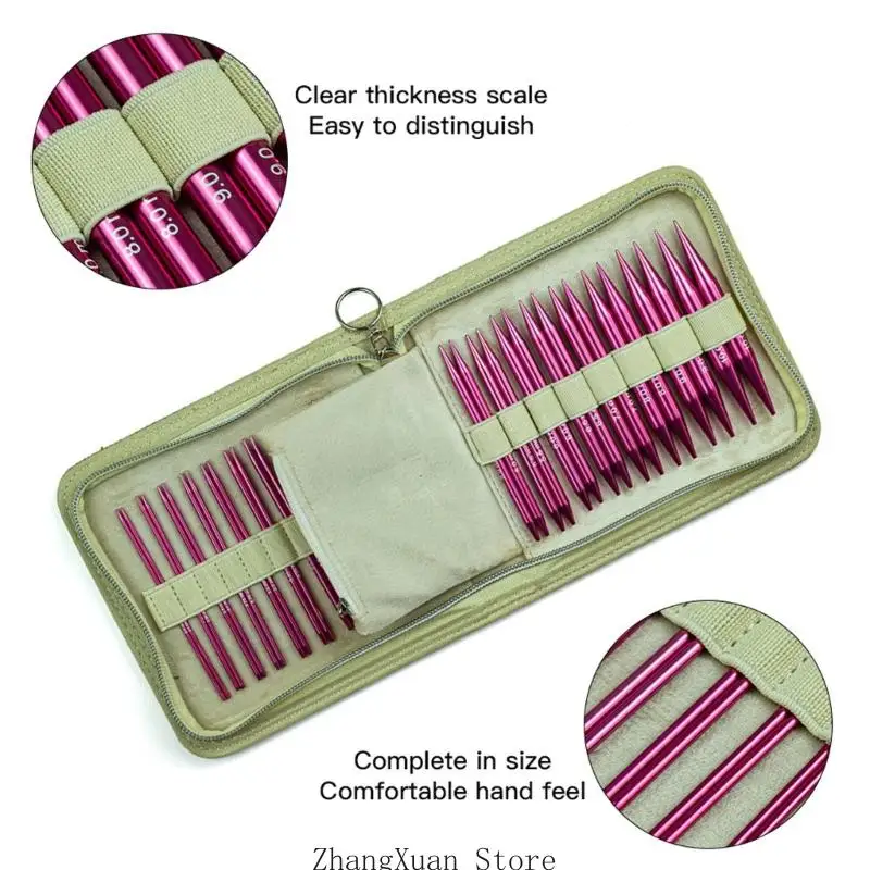 18 Paar Rundstricknadeln mit Aluminium-Finish, 3 x – Detail 2