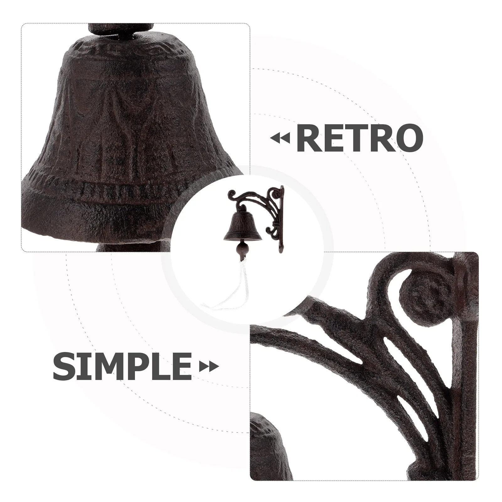 

Rustic Iron Doorbell Vintage Style Wall Hanging Bell Decorative Pendant for Yard Garden Outdoor Use Cast Iron Bells for Outside