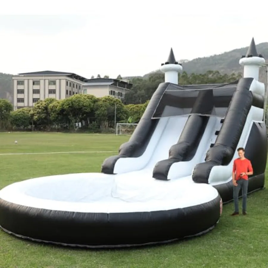 

24x13x13ft 100 Commercial Grade Large Water Slide for Adults Inflatable Slide PoolDartboard PVC Water Slides with Blower for Re