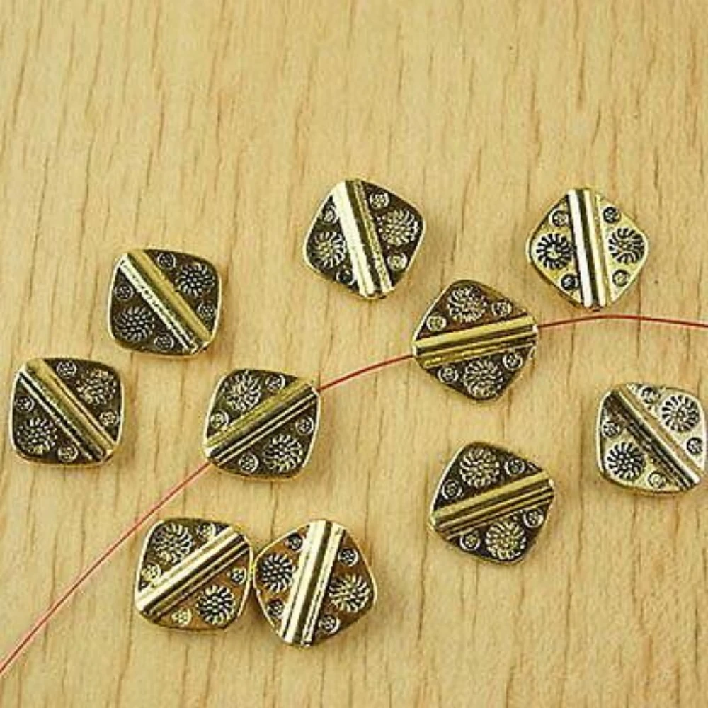 30PCS 12x13mm hole1mm GOLD TONE 2SIDED SPACE BEAD H2356