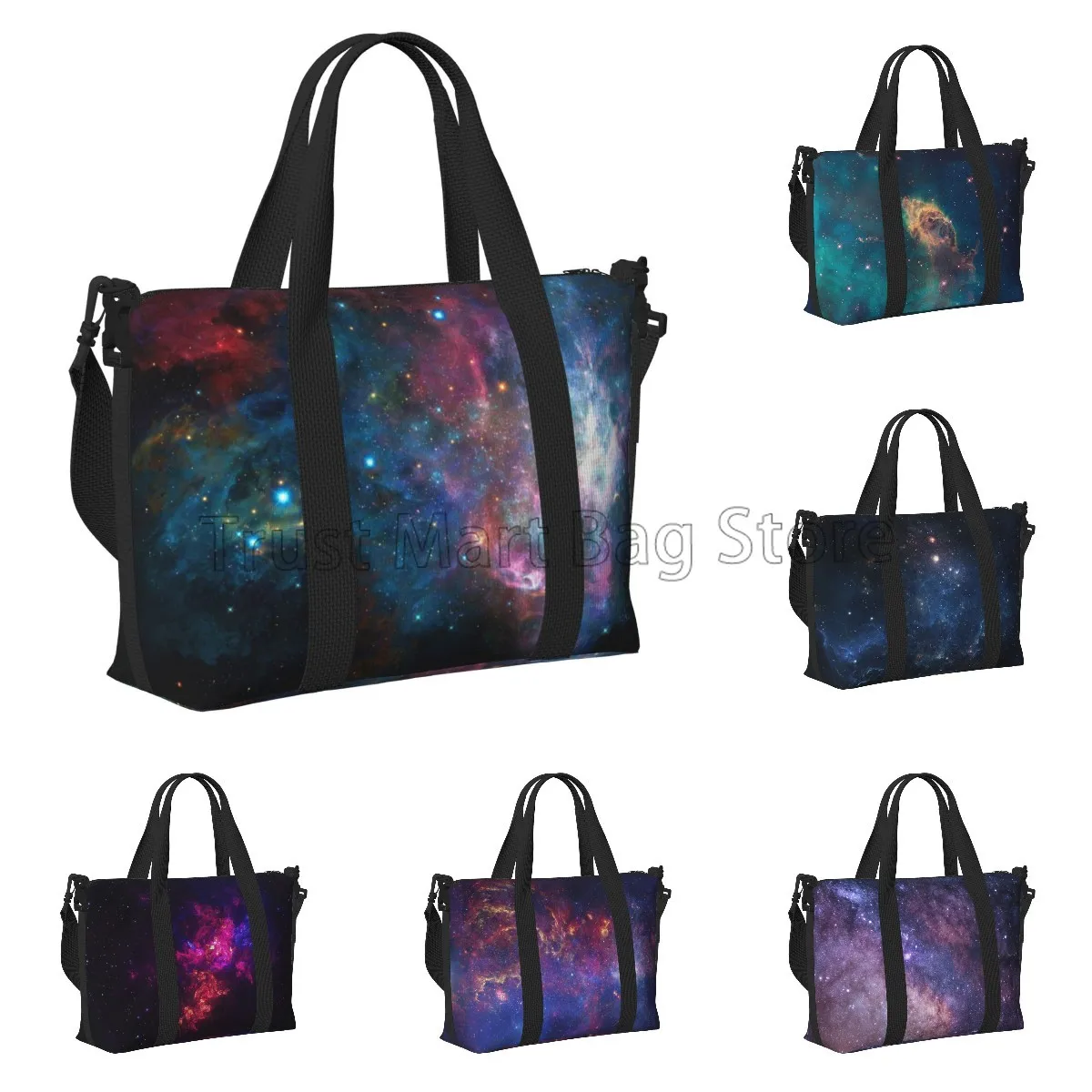 Buitenruimte Galaxy Print Hand Reis Plunjezak Voor Vrouwen Heren Draagbare Waterdichte Weekender 'S Nachts Tassen Handbagage Bagage