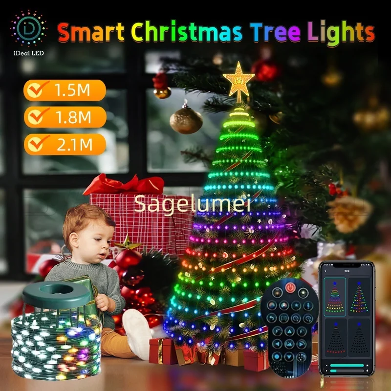 RGBIC 400LEDs Christmas Lights Holiday String Lights with Star Shape, Smart LED Xmas Tree for Indoor Outdoor Decor EU/UK/US Plug