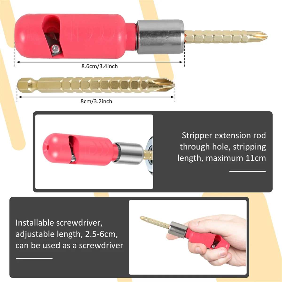 تتجه الآن 3 قطعة متجرد الأسلاك الكهربائية أداة تجريد الكابلات المعدنية لسائق حفار كهربائي سلك تجريد 2.5/4.0/6.0