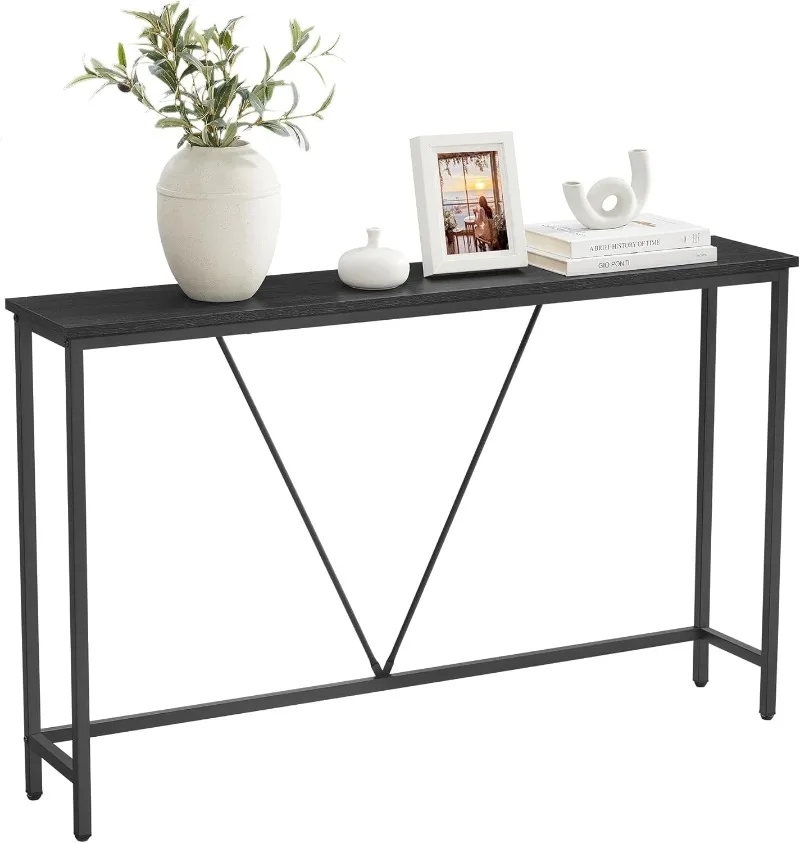 

Console Sofa Table, Narrow Entryway Table, for Living Room, Bedroom, Easy Assembly, Marble White and Ink Black