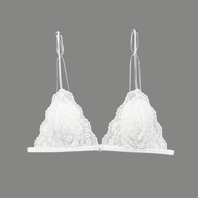 Soutien-gorge triangle sans armatures style français S-XL, petite coupe, ultra fin, avec bretelles en dentelle et fermeture éclair au dos, lingerie délicate pour femme toutes saisons