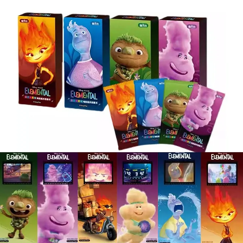 

Card Fun Disney Official Genuine Pixar Cards Elemental Movie Collection Card Water Fire Cloud Earth Anime Peripheral Gift Toys