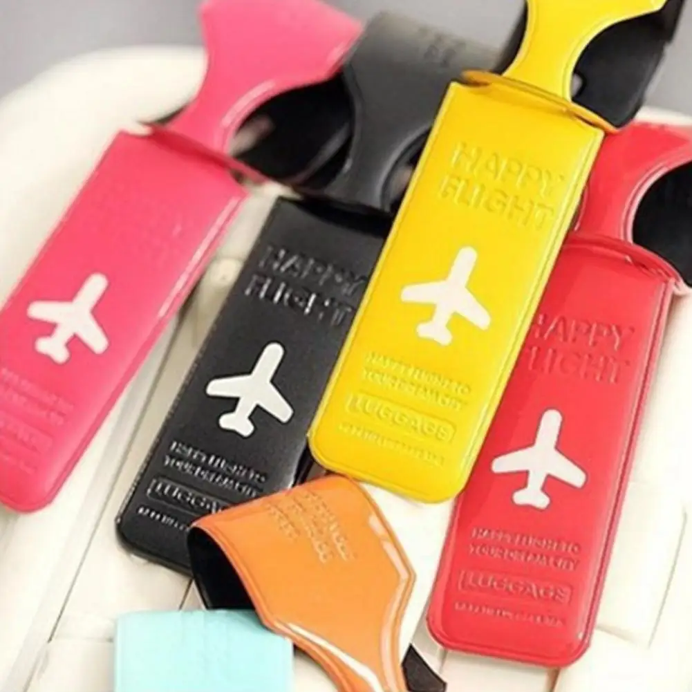 2 قطعة غطاء علامات الأمتعة السفر بولي Leather حقيبة جلدية معرف الأمتعة حامل العلامة المحمولة التسمية إكسسوارات السفر ألوان متعددة #4