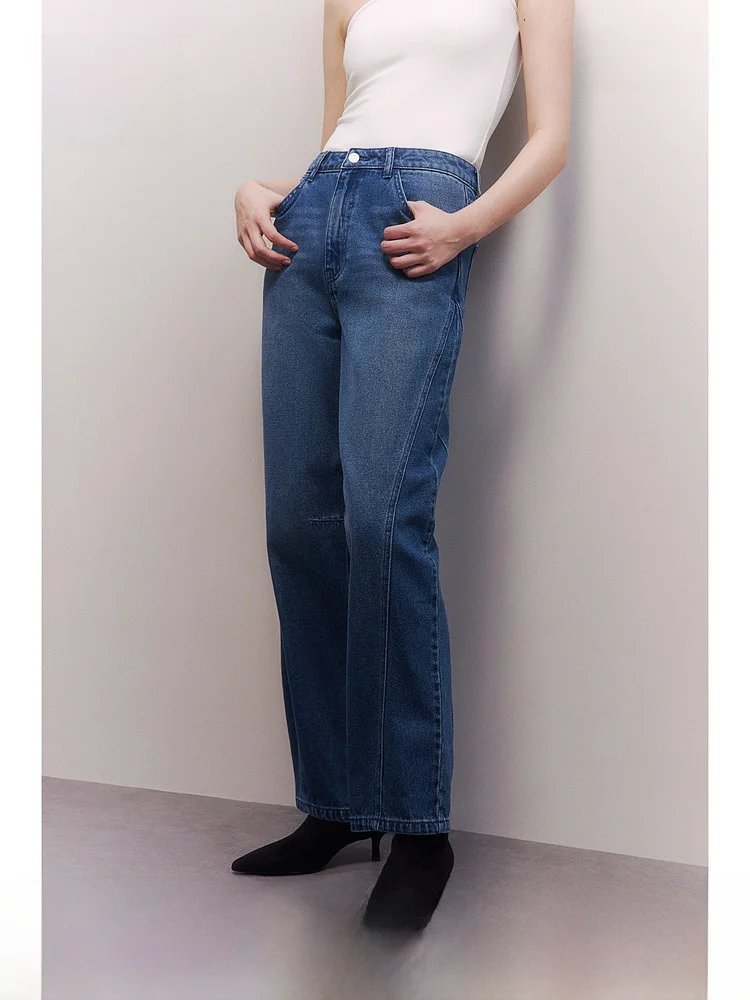 

H&M Women's Loose Wide Leg Jeans Commute Vintage mid Waist Casual Style Cotton 100% No Stretch Spring Season Natural Waist