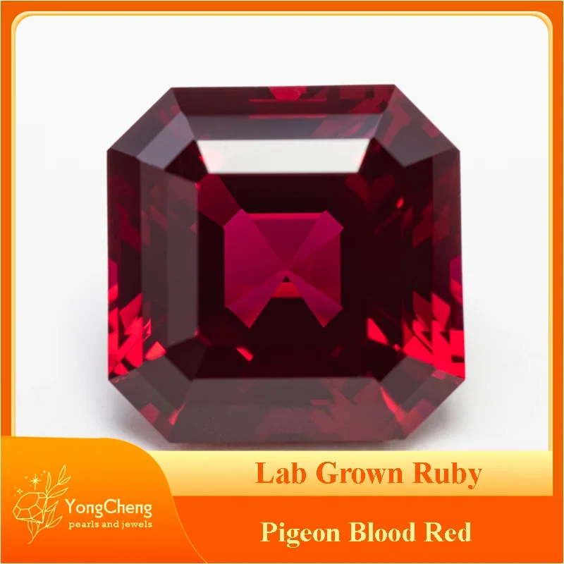 

Lab Grown Ruby Asscher Cut Square Pigeon Blood Red VVS1 Gemstone Charms DIYJewelry Making Materials Selectable AGL Certificate