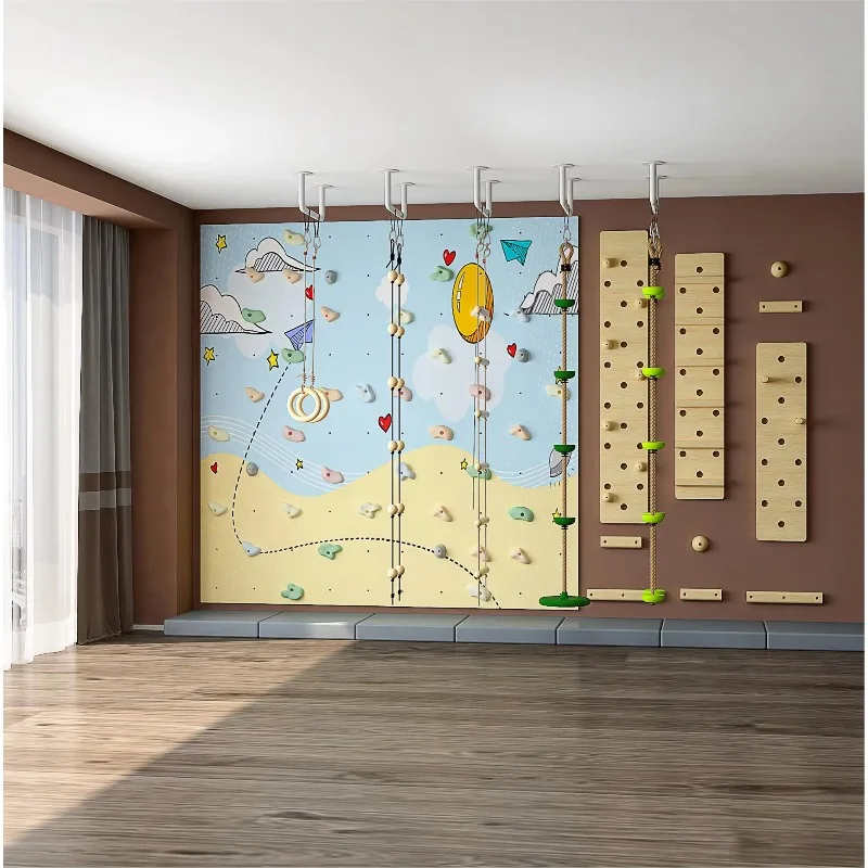 

Indoor Playground Equipment Educational Home Kindergarten Climbing Wall Gym for Kids Climbing With Ropes Climb