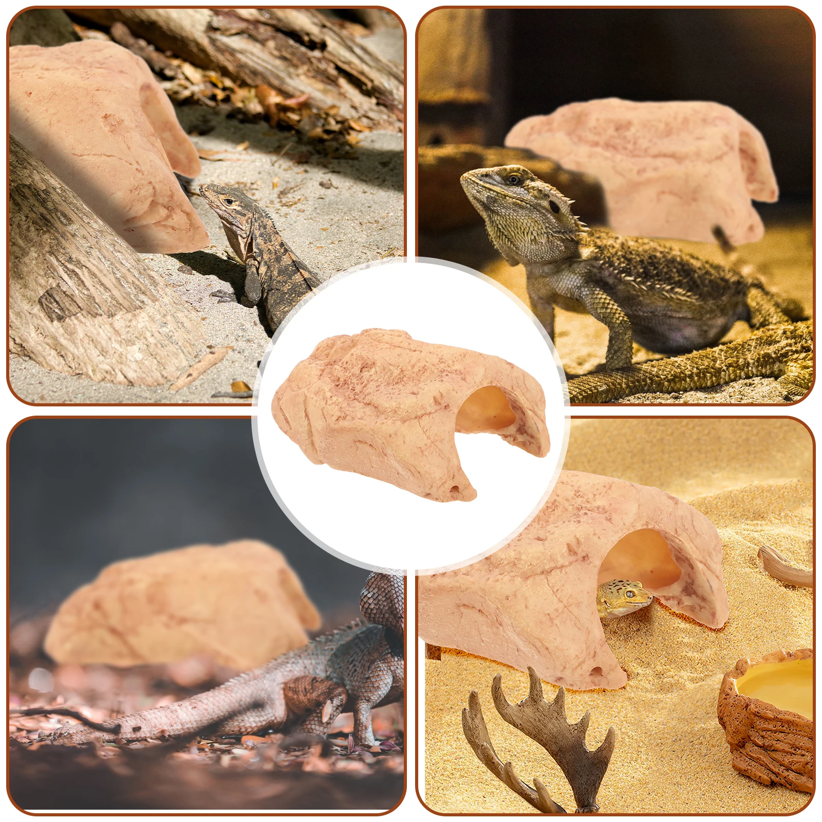 

Reptile Hiding Hole Resin Hideout Creative Turtle Ramp Decorative Cave for Lizard Frog Tortoise Pet Shelter Place nament