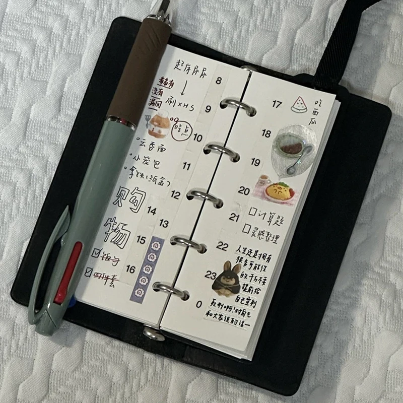 Girls' Black M2.5 Notebooks With Line Inner Pages Portable Soft Leather Planner For Children' Study Use As Mini Pocket Books