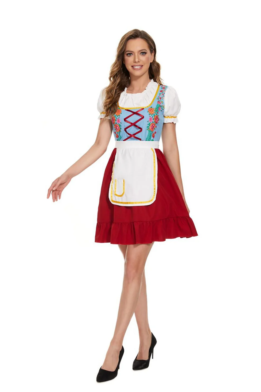 Oktoberfest Dirndl Costume Germany Beer Maid Tavern Wench Waitress  Parent-child Outfit Halloween Cosplay Fancy Party Dress