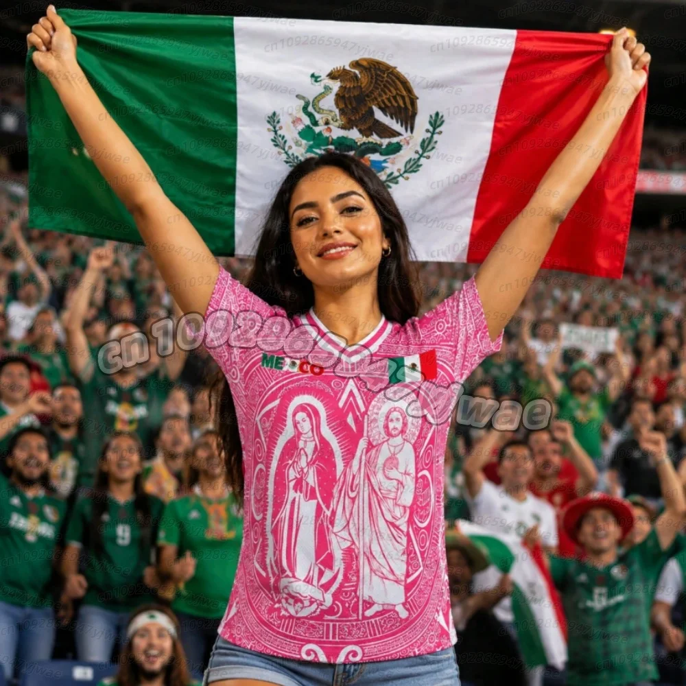 T-shirt imprimé drapeau national du Mexique pour femmes, motif d'aigle 3D amusant, manches courtes, vêtements de sport de plein air, vêtements de football, hauts décontractés