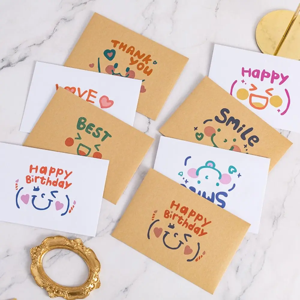 

24Pcs Cute Kraft Paper Envelope Happy Expression Graffiti Envelope Kawaii Letter Blessing Thank Envelope Thanksgiving Day